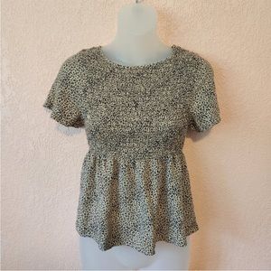 Urban Romantics Smocked Babydoll Cheetah Print Blouse